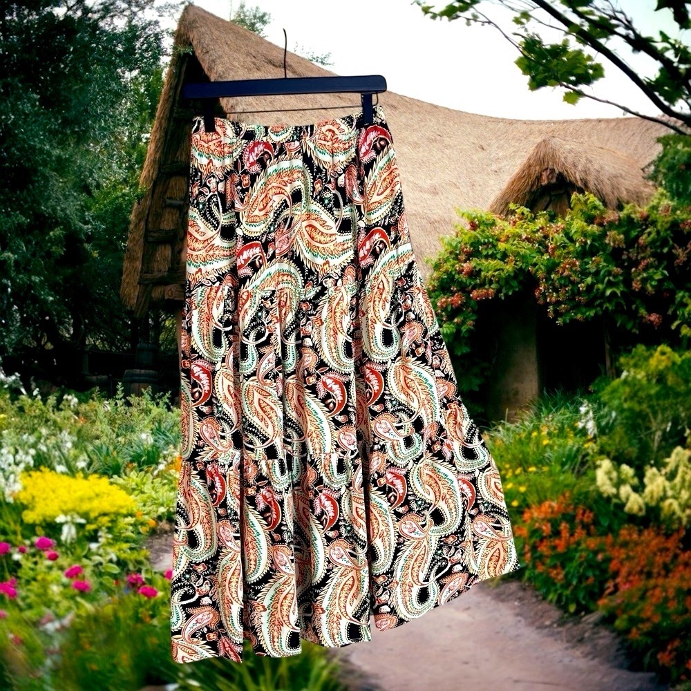 New Vine Tree Pull On Maxi Skirt Half Slip Lining Paisley Boho‎ Western Size M